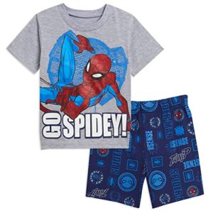 marvel avengers spiderman toddler boys t-shirt and french terry shorts set 5t