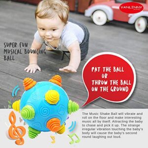 Toddlers Baby Music Shake Ball Toy- VANLINNY Bumble Ball for Babies,Dancing Bumpy & Interactive Sounds Crawl Ball Toy, Best Bouncing Sensory Learning Ball Gift Toys for 3+ 4 5 Year Old Boys&Girls.