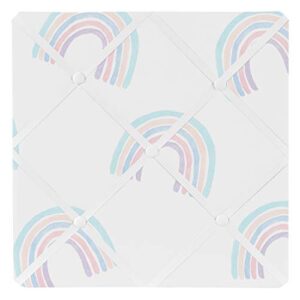 sweet jojo designs pastel rainbow fabric memory memo photo bulletin board - blush pink, purple, teal, blue and white