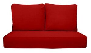 rsh décor indoor outdoor deep seating loveseat cushion set, 1-46” x 26” x 5” seat and 2-25” x 21” backs, choose color (red)