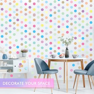 240 Pieces Polka Dots Wall Decals 2 Inch Multi-Color Rainbow Dots Wall Stickers Vinyl Dots Decals Circle Wall Stickers for Kids Boys Girls Bedroom Living Room Wall Decor (20 Pastel Rainbow Colors)
