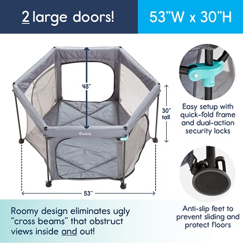 hiccapop 53” PlayPod Outdoor Baby Playpen with Canopy, Deluxe Portable Playpen for Babies and Toddlers with Dome, Sun-shades, Padded Floor | Pop Up Playpen for Beach or Home | Outdoor Playpen for Baby