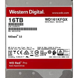 Western Digital 16TB WD Red Pro NAS Internal Hard Drive HDD - 7200 RPM, SATA 6 Gb/s, CMR, 256 MB Cache, 3.5" - WD161KFGX