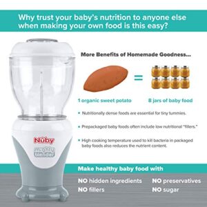 Nuby Mighty Blender with Cookbook - 22-Piece Baby Food Maker Set for Different Baby Weaning Stages - Cool Gray Design