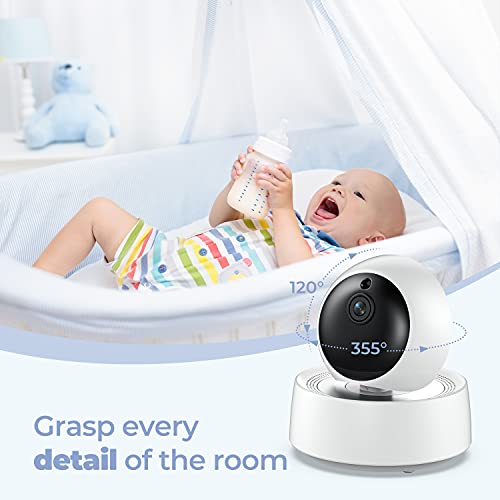 Dr.meter Split Screen Baby Monitor with 2 Cameras, 5'' Large Display Video Baby Monitor With Camera and Audio, 720p Hd, Remote Pan-Tilt-Zoom, 2-Way Talk, 1000ft Range, Night Vision,No Wifi