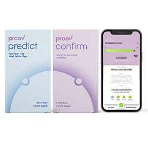 proov predict & confirm ovulation | predict the fertile window and confirm successful ovulation with one dual-hormone test kit | 15 lh tests and 5 fda cleared pdg tests | one cycle pack