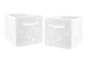 sweet jojo designs white floral vintage lace foldable fabric storage cube bins boxes organizer toys kids baby childrens - set of 2 - luxurious elegant princess boho shabby chic luxury flower boutique