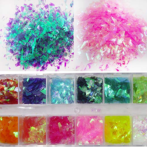 LoveOurHome Nail Glitters Sequins Set Mixed Shaped Holographic Heart Butterfly Neon Star Chunky Glitter Flakes Accessories Manicure Sticker Decorations for Makeup Crafts Resin Nails