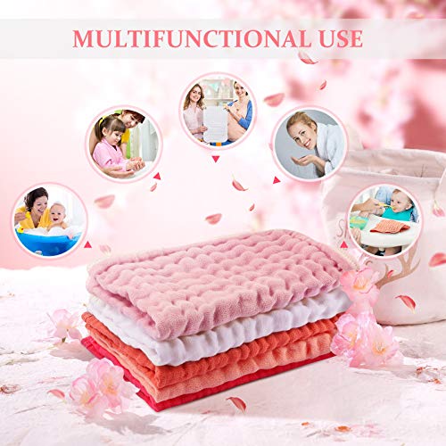 Hicarer 6 Pieces Large 20 x 10 Inch Muslin Burp Cloths Multi-Colors Muslin Washcloths Baby Burping Cloth Diapers 6 Absorbent Layers Muslin Face Towels for Baby (Pink Series)