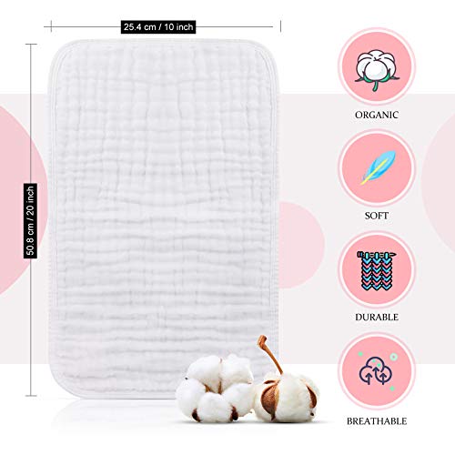 Hicarer 6 Pieces Large 20 x 10 Inch Muslin Burp Cloths Multi-Colors Muslin Washcloths Baby Burping Cloth Diapers 6 Absorbent Layers Muslin Face Towels for Baby (Pink Series)