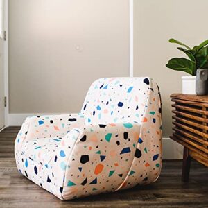Big Joe Mid Mod Lightweight Molded Structured Chair, Dolce Terrazzo Lenox, Durable Woven Polyester, 2 feet