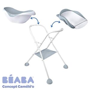 BÉABA, Baby Bath and Changing Table Stand, Camele'O Compatible, Foldable, Can be dismantled - Light Mist