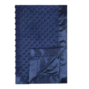pro goleem baby soft minky dot blanket with silky satin backing baby gifts for boys and girls (navy blue, 30’’ x 40’’)