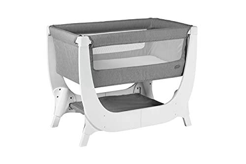 Beaba by Shnuggle Air Bedside Sleeper, Bedside Bassinet, and Infant Crib with Breathable Mesh Sides and Zip Down Side, 7 Different Height Adjustments, Grey