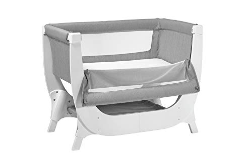 Beaba by Shnuggle Air Bedside Sleeper, Bedside Bassinet, and Infant Crib with Breathable Mesh Sides and Zip Down Side, 7 Different Height Adjustments, Grey