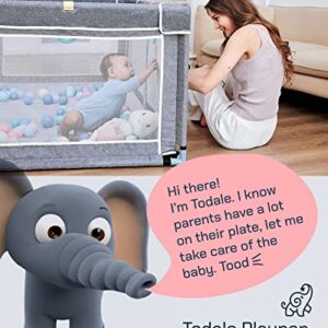 TODALE Baby Playpen for Toddler, Extra Large Baby Playard, Infant Safety Activity Center, Sturdy Babies Playpen with Anti-Slip Suckers,Tear-Resistant Material &Breathable Mesh (Grey 70”×59”)