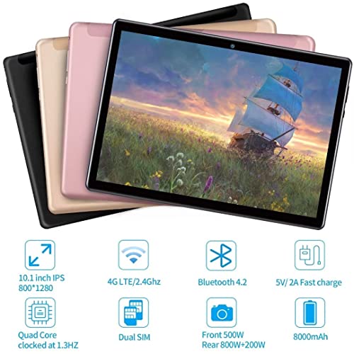AOYODKG Android 10.0 Tablet 10 Inch, 4GB RAM + 64GB ROM + 128GB Expand, Quad-Core 1.8Ghz Processor, 13MP Dual Camera, OTG, 2 in 1 Tablet with 4G LTE & 2.4G WiFi Tablet PC - AYO A22
