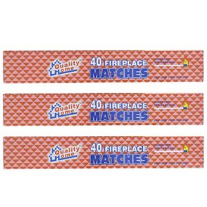 long wooden fireplace matches for candles, camping, bbq grilling - 11" matches, 40 in each box (3)
