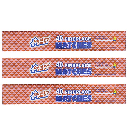 Long Wooden Fireplace Matches for Candles, Camping, BBQ Grilling - 11" Matches, 40 in Each Box (3)