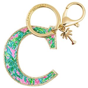 Lilly Pulitzer Leatherette Initial Keychain, Letter Bag Charm for Women, Suite Views (C)