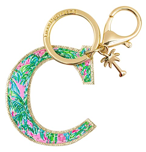 Lilly Pulitzer Leatherette Initial Keychain, Letter Bag Charm for Women, Suite Views (C)