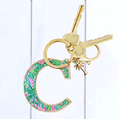 Lilly Pulitzer Leatherette Initial Keychain, Letter Bag Charm for Women, Suite Views (C)