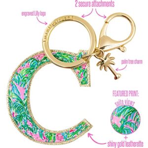 Lilly Pulitzer Leatherette Initial Keychain, Letter Bag Charm for Women, Suite Views (C)