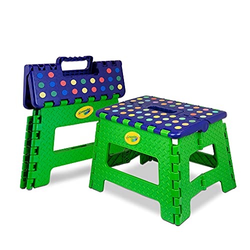 Crayola 9” inch Folding Step Stool (1 Pack), Step Stool for Kids, Toddler Color Learning, Toddler Step Stool, Kitchen Helper Stool for Toddlers, Potty Training Step Stool, Step Stool 300 lb Capacity