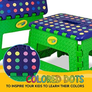 Crayola 9” inch Folding Step Stool (1 Pack), Step Stool for Kids, Toddler Color Learning, Toddler Step Stool, Kitchen Helper Stool for Toddlers, Potty Training Step Stool, Step Stool 300 lb Capacity