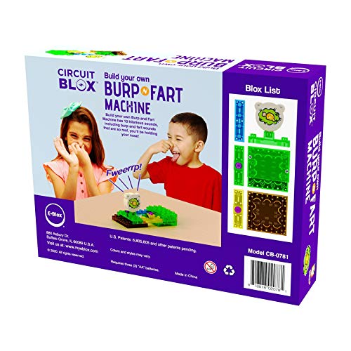 E-Blox Building Blocks STEM Circuit Kit, Build Your Own Burp & Fart Machine, Add Funny Sounds to Brick & Structure Science Projects, Birthday & Gag Gift, Boys, Girls, 5+