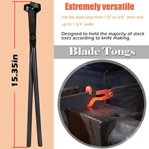 Blacksmith Tongs Tools Set For Knife Making Tongs, Blacksmithing Forge Tongs Kit 5PCS Includes Flat Tongs & Square Jaw Tongs & Bolt Tongs & Blade Tongs & Wolf Jaw tongs Black Smith Supplies