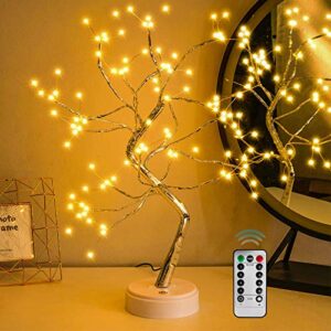 upgraded fairy sparkly diy tree lamp with multifunction remote control, spirit artificial bonsai tree night lights, for lighting bedrooms desktop christmas party (20”/108 warm white led)