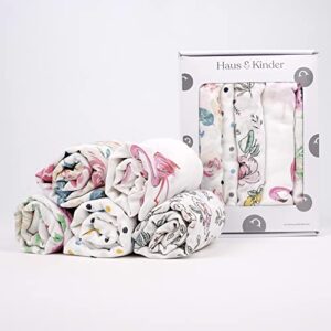 Muslin Swaddle Baby Blankets for Boys and Girls (Pack of 5), Newborn Baby Swaddles Receiving Blankets for 0-3 Months, Baby Essentials Gifts, Haus and Kinder Floral print Cotton Muslin Swaddle Blankets