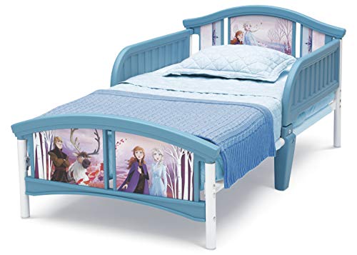 Delta Children Plastic Toddler Bed, Disney Frozen II Twinkle Galaxy Dual Sided Recycled Fiber Core Toddler Mattress (Bundle)