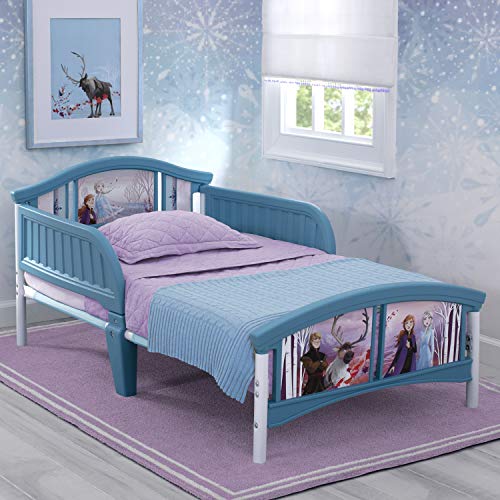 Delta Children Plastic Toddler Bed, Disney Frozen II Twinkle Galaxy Dual Sided Recycled Fiber Core Toddler Mattress (Bundle)