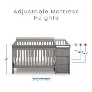 Delta Children Princeton Junction Convertible Crib N Changer, Grey + Serta Perfect Slumber Dual Sided Recycled Fiber Core Crib and Toddler Mattress (Bundle)