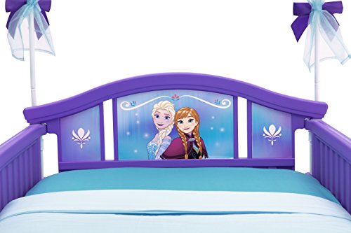 Delta Children Canopy Toddler Bed, Disney Frozen + Twinkle Galaxy Dual Sided Recycled Fiber Core Toddler Mattress (Bundle)