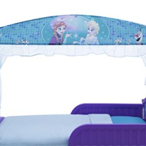 Delta Children Canopy Toddler Bed, Disney Frozen + Twinkle Galaxy Dual Sided Recycled Fiber Core Toddler Mattress (Bundle)