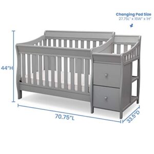 Delta Children Bentley S Convertible Crib N Changer, Grey + Serta Perfect Slumber Dual Sided Recycled Fiber Core Crib and Toddler Mattress (Bundle)