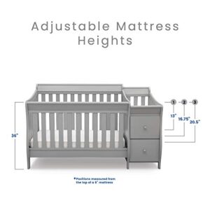 Delta Children Bentley S Convertible Crib N Changer, Grey + Serta Perfect Slumber Dual Sided Recycled Fiber Core Crib and Toddler Mattress (Bundle)