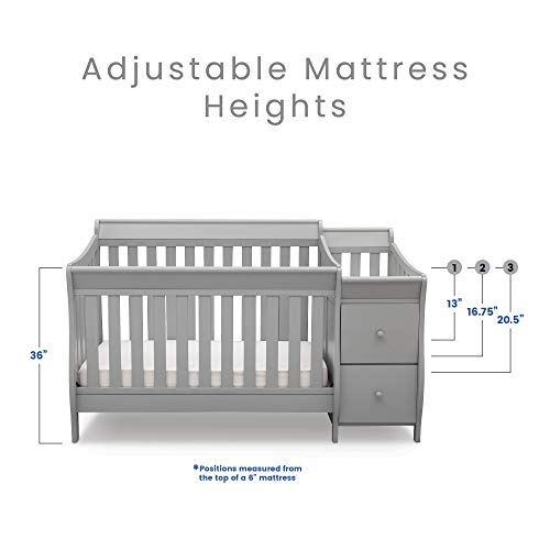 Delta Children Bentley S Convertible Crib N Changer, Grey + Serta Perfect Slumber Dual Sided Recycled Fiber Core Crib and Toddler Mattress (Bundle)