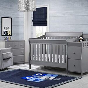 Delta Children Bentley S Convertible Crib N Changer, Grey + Serta Perfect Slumber Dual Sided Recycled Fiber Core Crib and Toddler Mattress (Bundle)