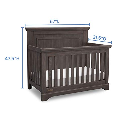 Simmons Kids SlumberTime Paloma 4-in-1 Convertible Crib, Rustic Grey + Serta Perfect Slumber Dual Sided Recycled Fiber Core Crib and Toddler Mattress (Bundle)