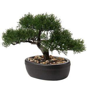 artificial bonsai tree juniper faux plants indoor small fake plants decor with ceramic pots for home table office desk bathroom shelf bedroom living room farmhouse decorations