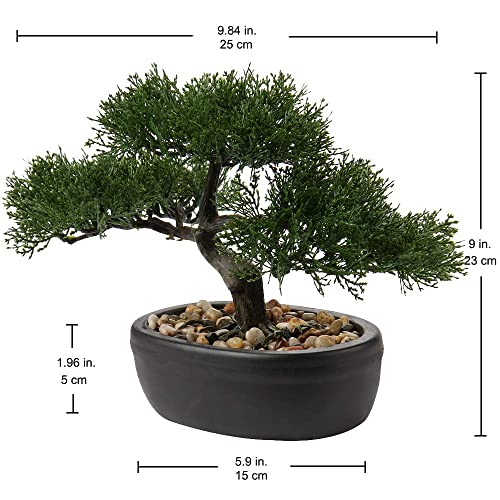 Artificial Bonsai Tree Juniper Faux Plants Indoor Small Fake Plants Decor with Ceramic Pots for Home Table Office Desk Bathroom Shelf Bedroom Living Room Farmhouse Decorations