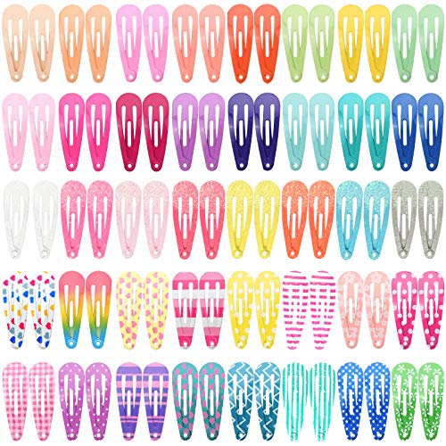 Toddler Hair Clips, Funtopia 80 Pcs (1.2 Inch, 3cm) Cute Mini Snap Hair Clips for Baby Girls Kids, Colorful Small Snap Barrettes Metal Hair Clips for Fine Hair