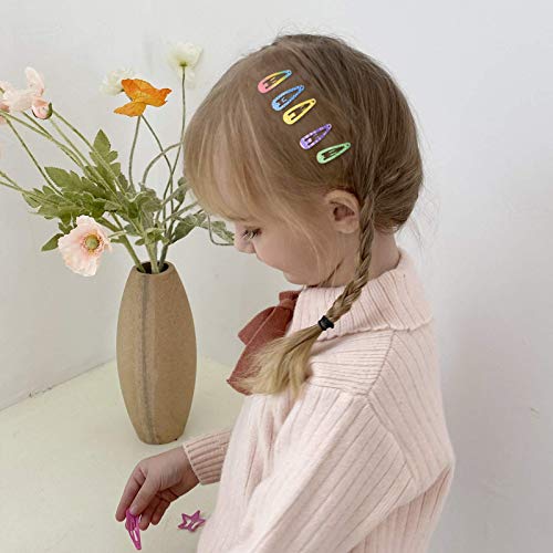 Toddler Hair Clips, Funtopia 80 Pcs (1.2 Inch, 3cm) Cute Mini Snap Hair Clips for Baby Girls Kids, Colorful Small Snap Barrettes Metal Hair Clips for Fine Hair