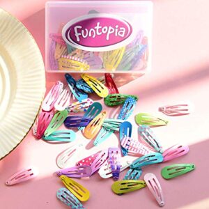 Toddler Hair Clips, Funtopia 80 Pcs (1.2 Inch, 3cm) Cute Mini Snap Hair Clips for Baby Girls Kids, Colorful Small Snap Barrettes Metal Hair Clips for Fine Hair