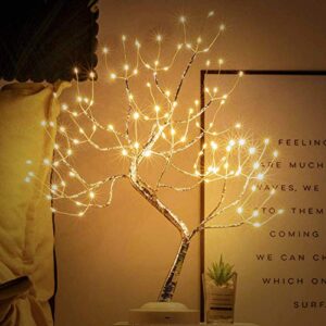 tabletop bonsai tree light 108 led copper wire tree lamp fairy spirit night light,battery/usb operated,6h timer adjustable branches halloween christmas for home decoration and gift (warm white)