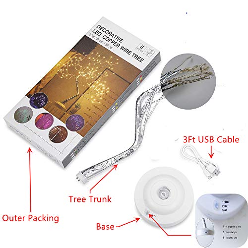 Tabletop Bonsai Tree Light 108 LED Copper Wire Tree Lamp Fairy Spirit Night Light,Battery/USB Operated,6h Timer Adjustable Branches Halloween Christmas for Home Decoration and Gift (Warm White)